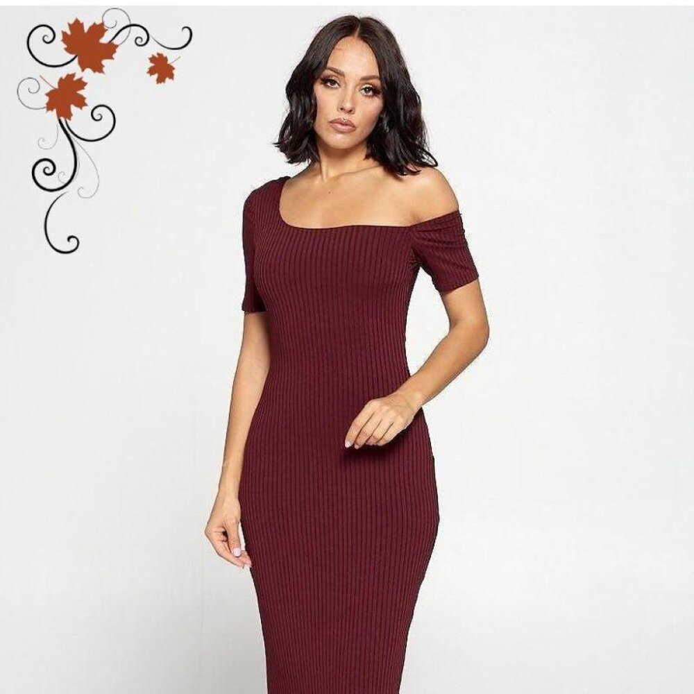 Off Shoulder Bodycon Midi Dress